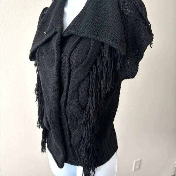 m.o.l knits Sweaters - m.o.l  knits Vest Sweater Medium Fringe Open Weave Boho Gothic Festival Indie